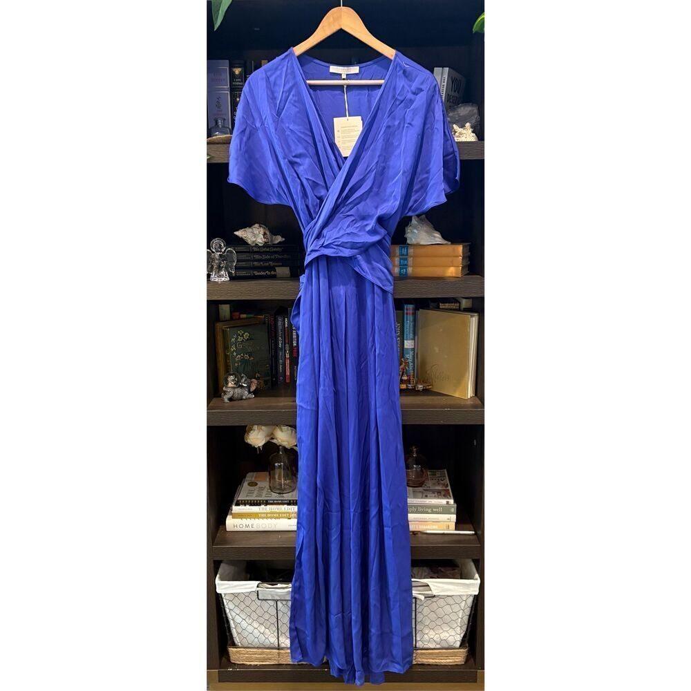NWT Nouvelle Silk 95 Five Nuovo Jumpsuit In Magnetic Blue Size Small MSRP $690
